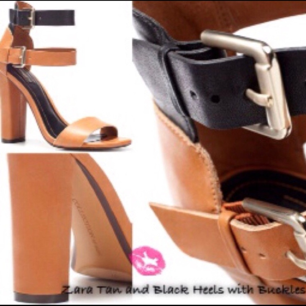 EUC Leather Two-Toned Sandal Heels by Zara Size 38